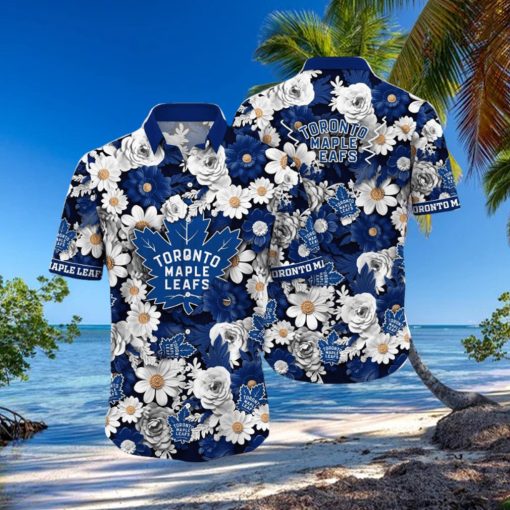 NHL Toronto Maple Leafs Hawaiian Shirt Tropical Begonia Flower Pattern Summer Hawaiian Shirt