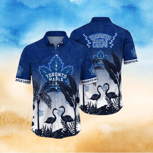 NHL Toronto Maple Leafs Hawaiian Shirt Tropical Flamingo Pattern Summer Hawaiian Shirt