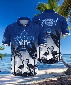 NHL Toronto Maple Leafs Hawaiian Shirt Tropical Flamingo Pattern Summer Hawaiian Shirt