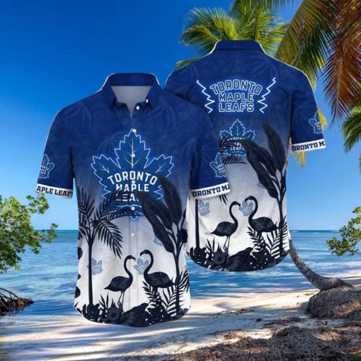 NHL Toronto Maple Leafs Hawaiian Shirt Tropical Flamingo Pattern Summer Hawaiian Shirt