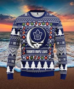 NHL Toronto Maple Leafs Ugly Sweater Grateful Dead Ugly Christmas Fleece Sweater