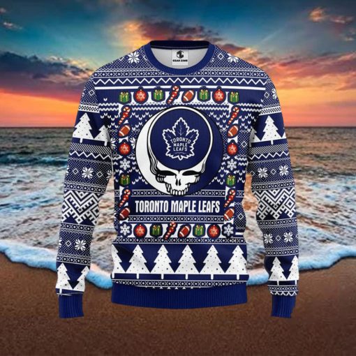 NHL Toronto Maple Leafs Ugly Sweater Grateful Dead Ugly Christmas Fleece Sweater