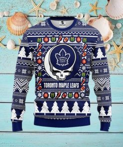 NHL Toronto Maple Leafs Ugly Sweater Grateful Dead Ugly Christmas Fleece Sweater