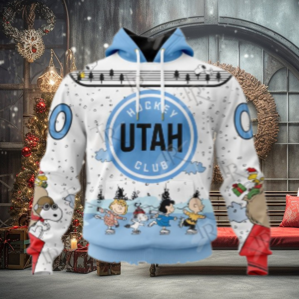 NHL Utah Hockey Club Special Peanuts Ice Skating Design Hoodie NHL Utah Hockey Club Special Peanuts Ice Skating Design Hoodie