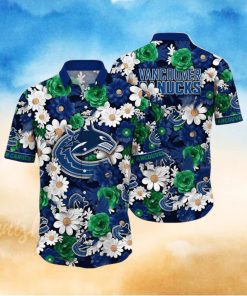 NHL Vancouver Canucks Hawaiian Shirt Tropical Begonia Flower Pattern Summer Hawaiian Shirt