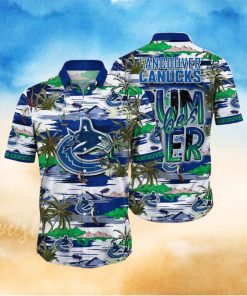 NHL Vancouver Canucks Hawaiian Shirt Tropical Desert Island Motif Summer Hawaiian Shirt