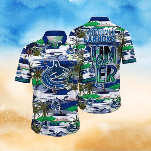 NHL Vancouver Canucks Hawaiian Shirt Tropical Desert Island Motif Summer Hawaiian Shirt