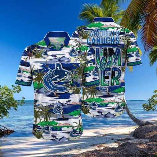 NHL Vancouver Canucks Hawaiian Shirt Tropical Desert Island Motif Summer Hawaiian Shirt