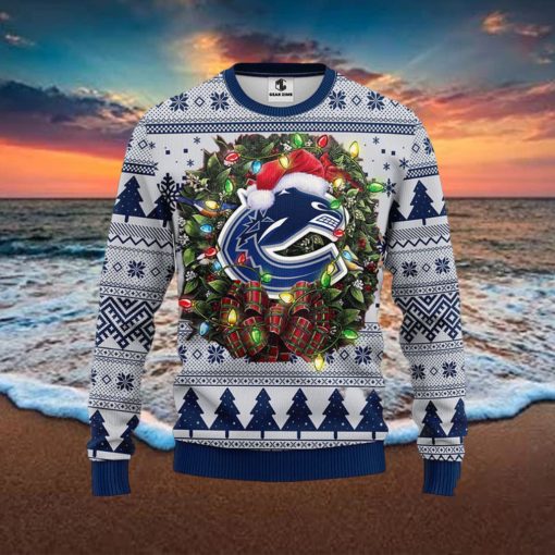 NHL Vancouver Canucks Ugly Sweater Christmas Wreath Ugly Sweater