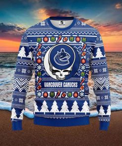 NHL Vancouver Canucks Ugly Sweater Grateful Dead Ugly Christmas Fleece Sweater