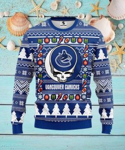 NHL Vancouver Canucks Ugly Sweater Grateful Dead Ugly Christmas Fleece Sweater