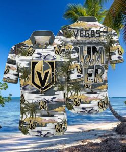 NHL Vegas Golden Knights Hawaiian Shirt Tropical Desert Island Motif Summer Hawaiian Shirt