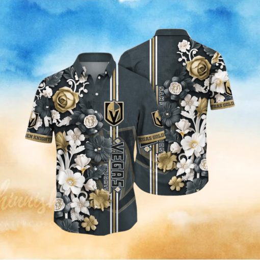 NHL Vegas Golden Knights Hawaiian Shirt Tropical Hepatica Floral Pattern Summer Hawaiian Shirt