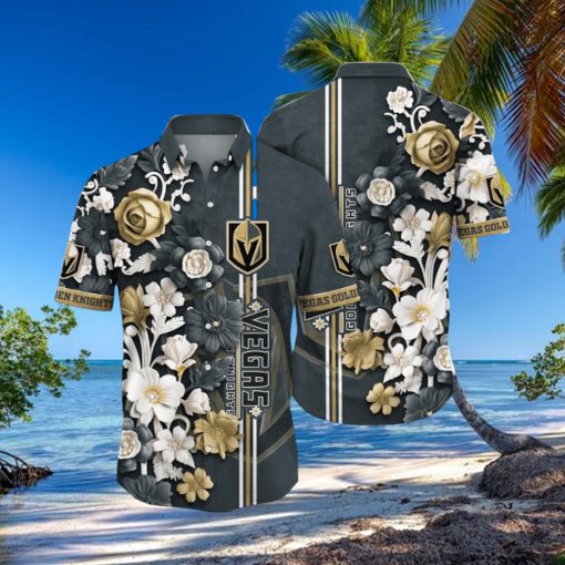 NHL Vegas Golden Knights Hawaiian Shirt Tropical Hepatica Floral Pattern Summer Hawaiian Shirt