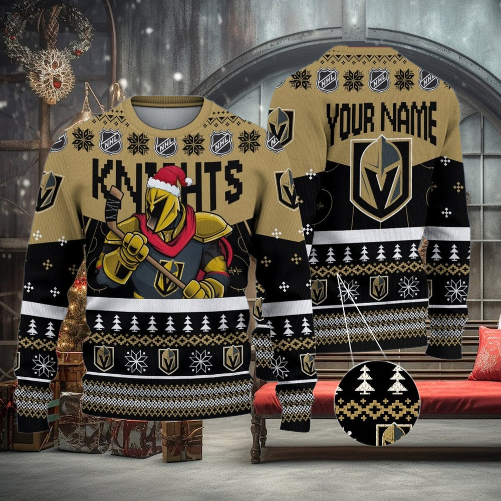 NHL Vegas Golden Knights Mascot Ugly Sweater For Christmas NHL Vegas Golden Knights Mascot Ugly Sweater For Christmas