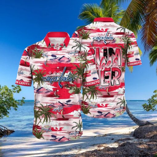 NHL Washington Capitals Hawaiian Shirt Tropical Desert Island Motif Summer Hawaiian Shirt