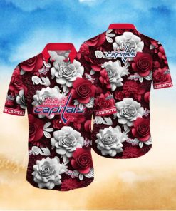 NHL Washington Capitals Hawaiian Shirt Tropical Rose Pattern Summer Hawaiian Shirt