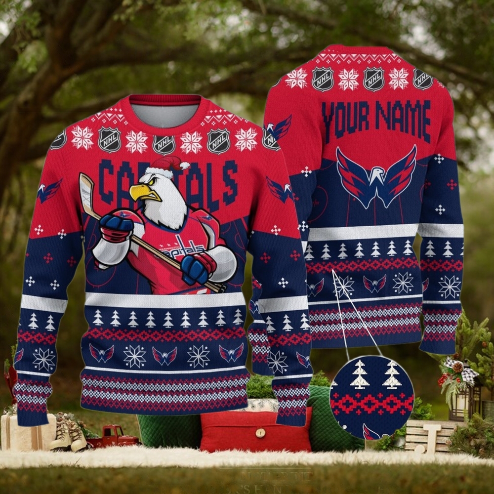 NHL Washington Capitals Mascot Ugly Sweater For Christmas NHL Washington Capitals Mascot Ugly Sweater For Christmas