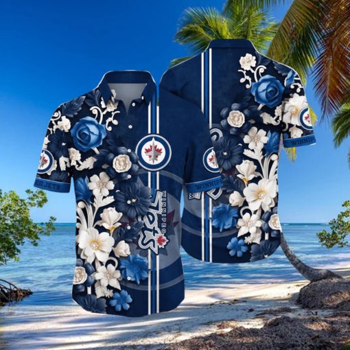 NHL Winnipeg Jets Hawaiian Shirt Tropical Hepatica Floral Pattern Summer Hawaiian Shirt