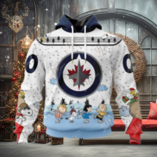 NHL Winnipeg Jets Special Peanuts Ice Skating Design Hoodie