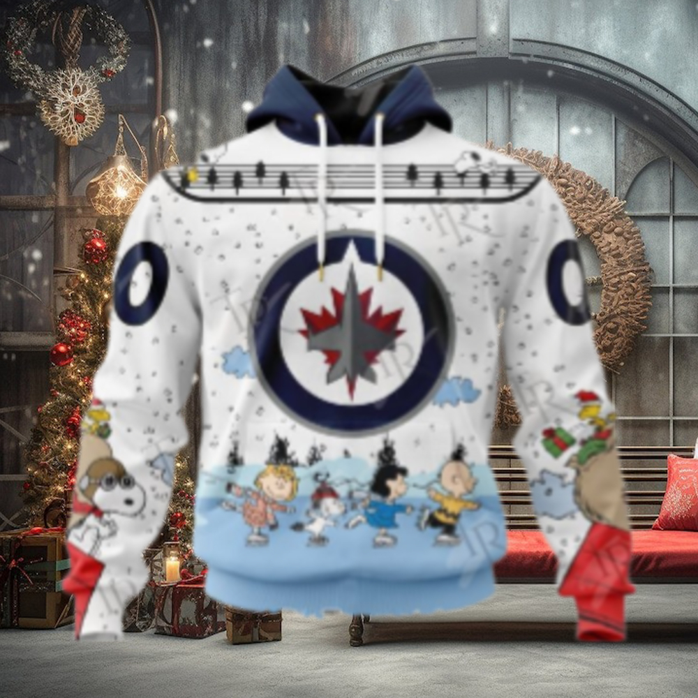 NHL Winnipeg Jets Special Peanuts Ice Skating Design Hoodie NHL Winnipeg Jets Special Peanuts Ice Skating Design Hoodie