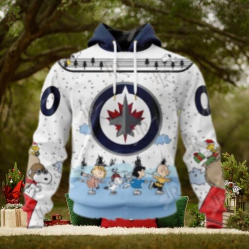 NHL Winnipeg Jets Special Peanuts Ice Skating Design Hoodie