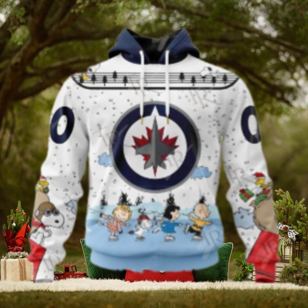 NHL Winnipeg Jets Special Peanuts Ice Skating Design Hoodie NHL Winnipeg Jets Special Peanuts Ice Skating Design Hoodie