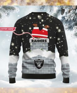 Las Vegas Raiders NFL Football Team Logo Symbol Santa Claus Custom Name Personalized 3D Ugly Christmas Sweater Shirt For Men And Women On Xmas Days