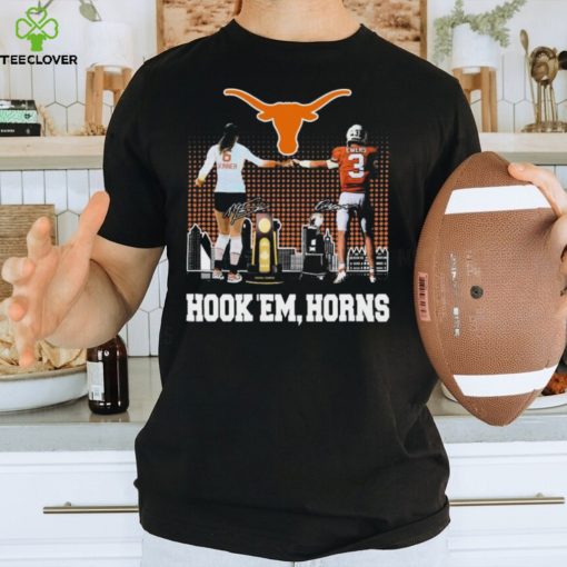 Official Madisen Skinner And Quinn Ewers Texas Hook ‘Em, Horns Signatures Shirt