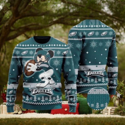 Big Mickey Mouse Playing Philadelphia Eagles Ugly Christmas Sweaters