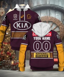 NRL Brisbane Broncos Custom Name Number 2021 Home Jersey Pullover Hoodie