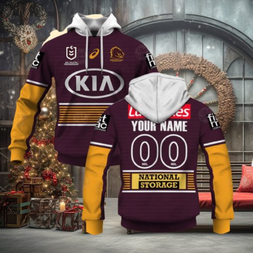 NRL Brisbane Broncos Custom Name Number 2021 Home Jersey Pullover Hoodie