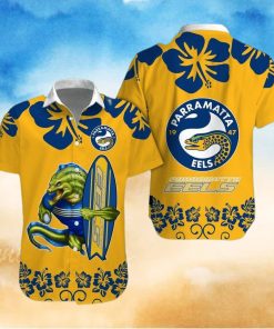 NRL Logo Parramatta Eels Big Hibiscus Hawaiian Shirt And Short Gift For Fans