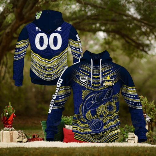 NRL North Queensland Cowboys Custom Name Number 2022 Indigenous Fishing Jersey Pullover Hoodie