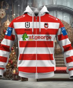 NRL St. George Illawarra Dragons Custom Name Number 2021 Heritage Jersey Zip Up Hoodie