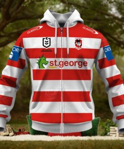 NRL St. George Illawarra Dragons Custom Name Number 2021 Heritage Jersey Zip Up Hoodie