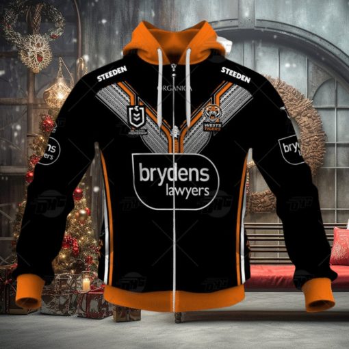 NRL Wests Tigers Custom Name Number 2022 Multicultural Jersey Zip Up Hoodie