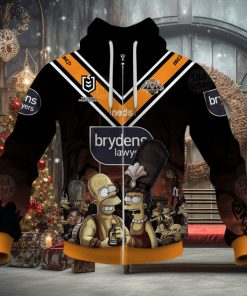 NRL Wests Tigers Custom Name Number x The Simpsons 2020 Halloween Jersey Zip Up Hoodie