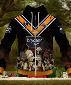 NRL Wests Tigers Custom Name Number x The Simpsons 2020 Halloween Jersey Zip Up Hoodie