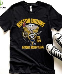 NWT BOSTON Bruins Graphic Cartoon Hockey Player Short Sleeve Gray T Shirt