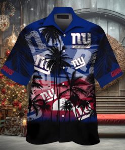 NY Giants Hawaiian Shirt Floral Print American Flag Style Hot Summer