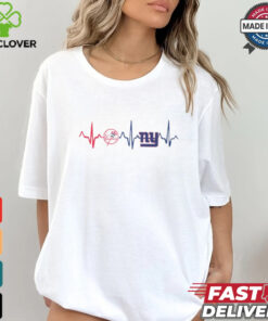 NY Giants Yankees Heartbeat Shirt 3 NY Giants Yankees Heartbeat Shirt