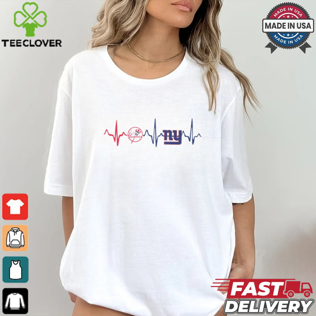 NY Giants Yankees Heartbeat Shirt NY Giants Yankees Heartbeat Shirt