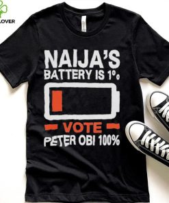 Naija’s battery is 1% vote Peter Obi 100% the battery t shirt