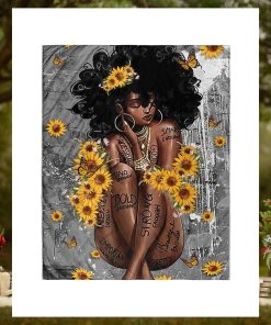Naked Afro Queen Poster, Black Queen Sunflower Art, Black Woman Canvas