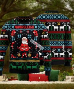 Namasleigh Santa Claus Yoga Black Plus Size Ugly Christmas Sweater