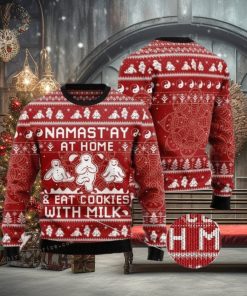 Namast’ay At Home Eat Cookies With Milk Womens Ugly Sweater