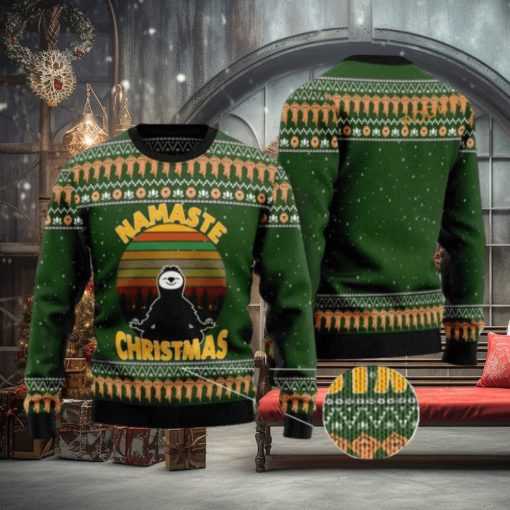 Namaste Christmas Sloth Yoga Christmas Naughty Ugly Christmas Sweater