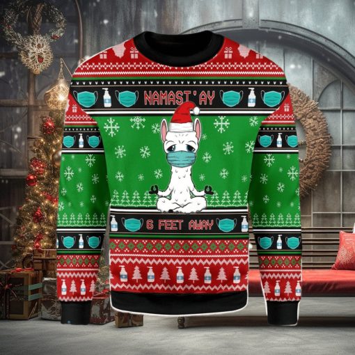 Namaste Stay 6 Feet Away Ugly Christmas Sweater Xmas Gift Men And Women Christmas Sweater