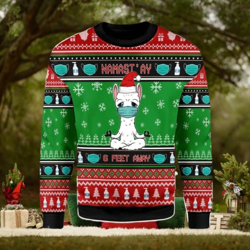 Namaste Stay 6 Feet Away Ugly Christmas Sweater Xmas Gift Men And Women Christmas Sweater